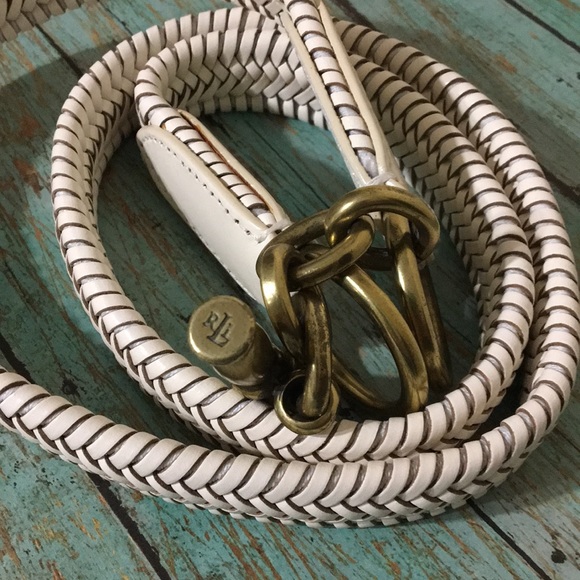 Lauren Ralph Lauren Other - Lauren Ralph Lauren White Leather & Brass Belt